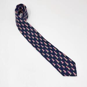 ALLYN Navy Blue "Happy New Year" 100% Silk Fine Novelty Tie